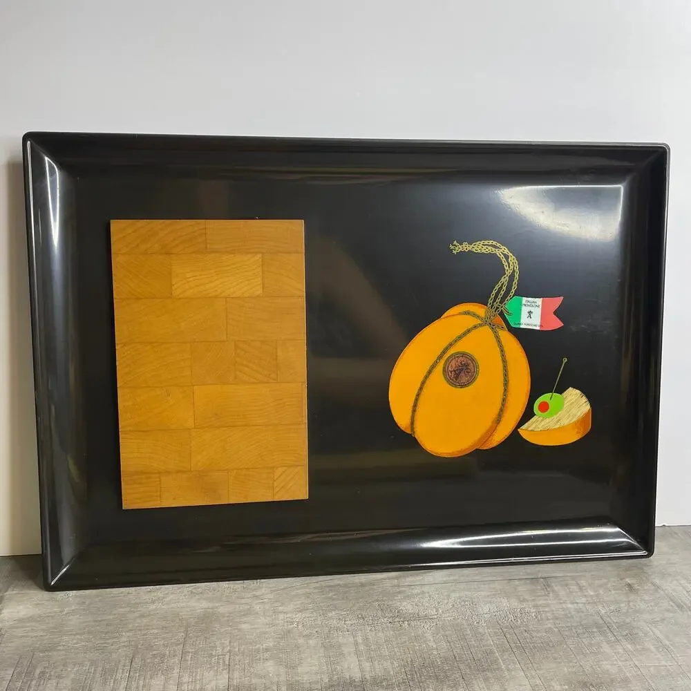 Vintage MCM COURAC Large Cheeseboard Maple Wood Provolone Design 15 x 11